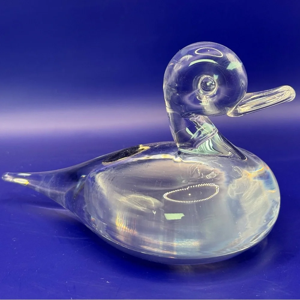 Vintage Chalet Canada Art Glass Duck Clear 6